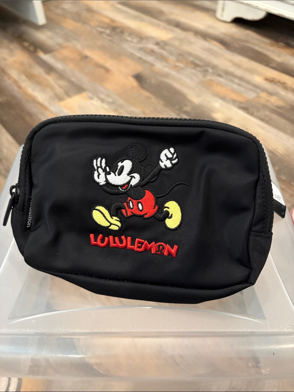 lululemon athletica Black Crossbody Pouch with Red and Yellow Embroidery